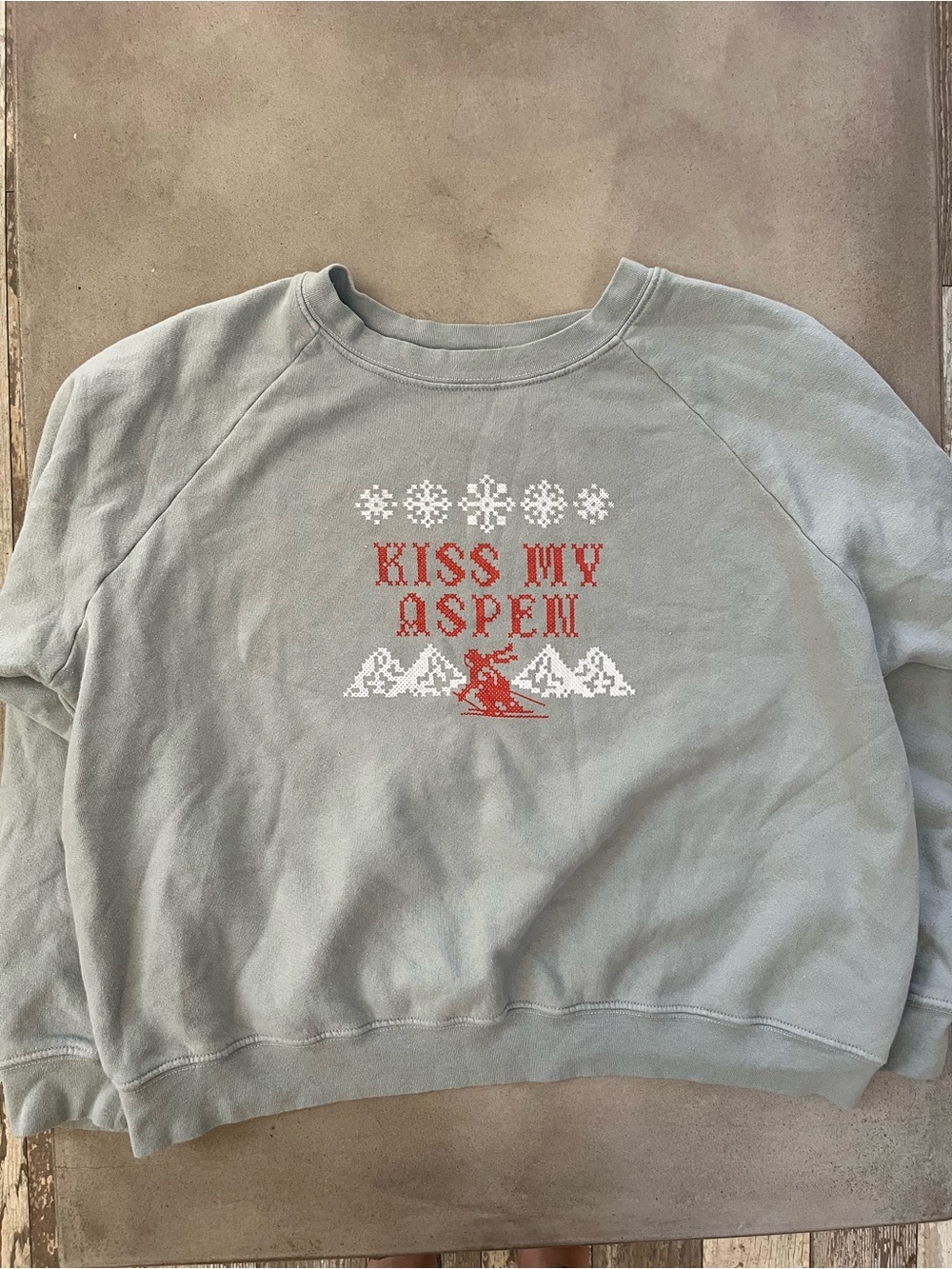 Daydreamer “Kiss My Aspen” Reglan Sweatshirt Ethereal Blue Size Large